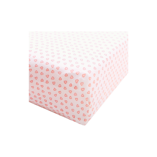 Sabana Ajustable Para Cuna Big Oshi - Color Blanco Con Diseño de Corazones