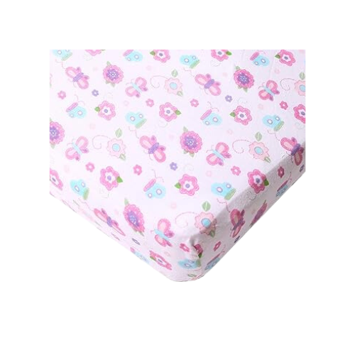 Sabana Ajustable Para Cuna Big Oshi - Color Blanco Con Diseño De Mariposas