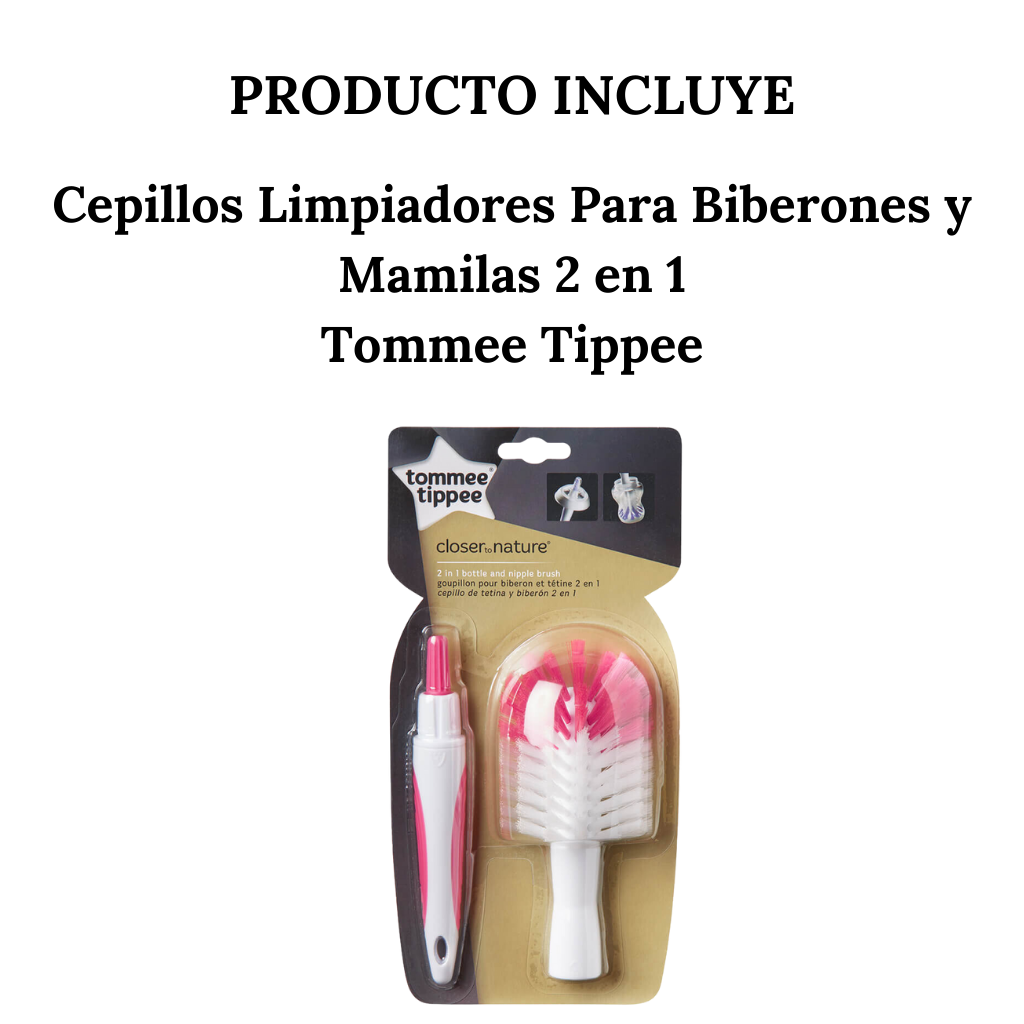 Cepillo Limpiador Para Biberones Y Mamilas 2 en 1 Tommee Tippee