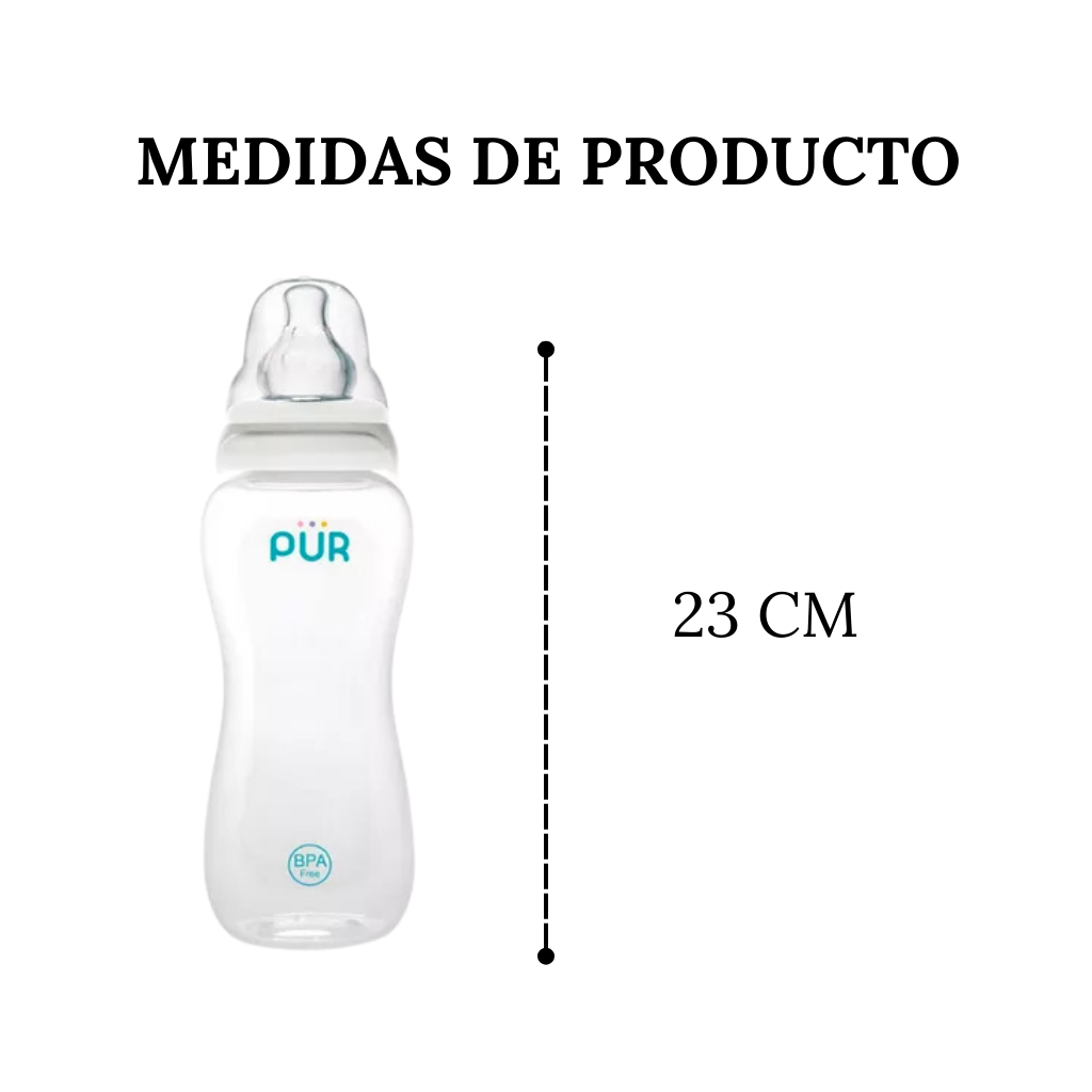 Kit de Biberón y Mamilas -Flujo Lento y Rápido - PÜR