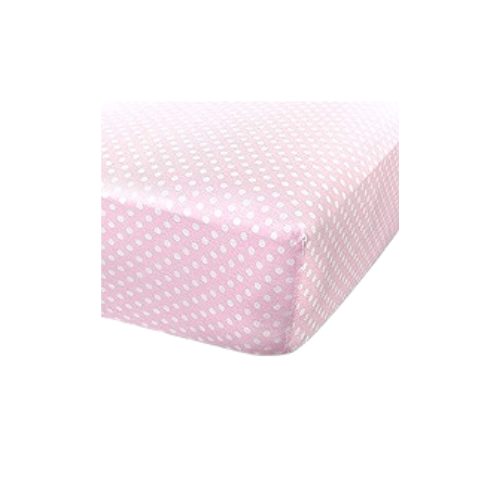 Sabana Ajustable Para Cuna Big Oshi - Color Rosa Con Diseño De Bolitas Blancas