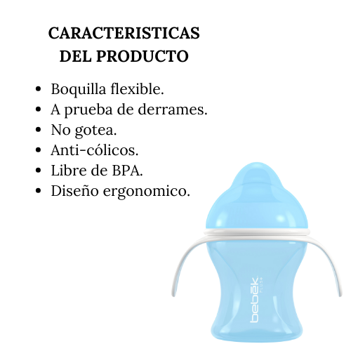 Biberón con Boquilla Flexible con Asas - Azul 5oz/150ml 9+ meses - Bebek