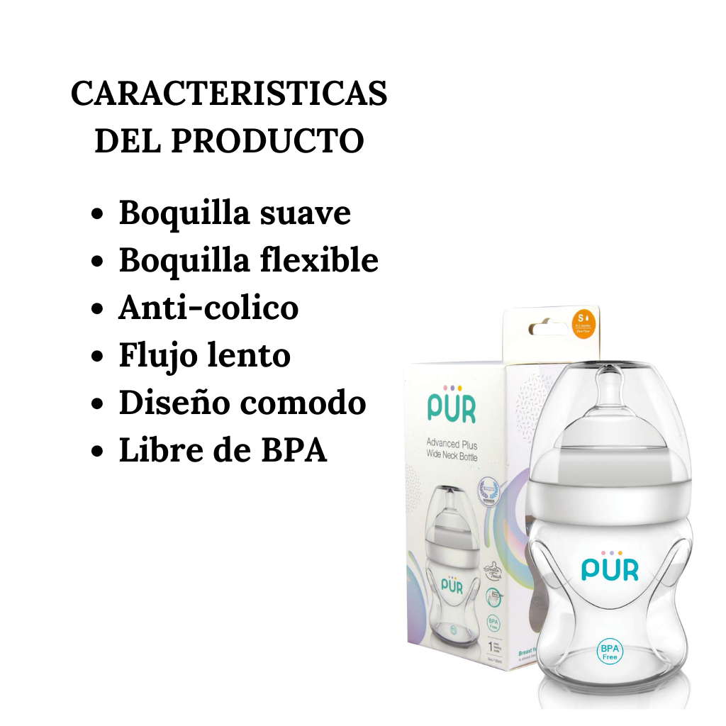 Biberon Pür de Cuello Ancho 5oz/150ml