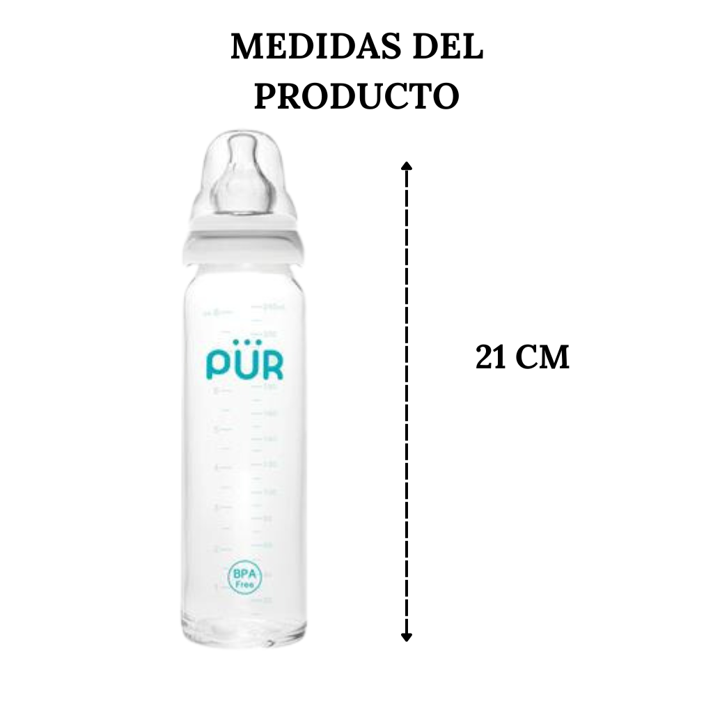 Biberón De Vidrio 8oz/250ml Pur Anticólicos Classic Glass