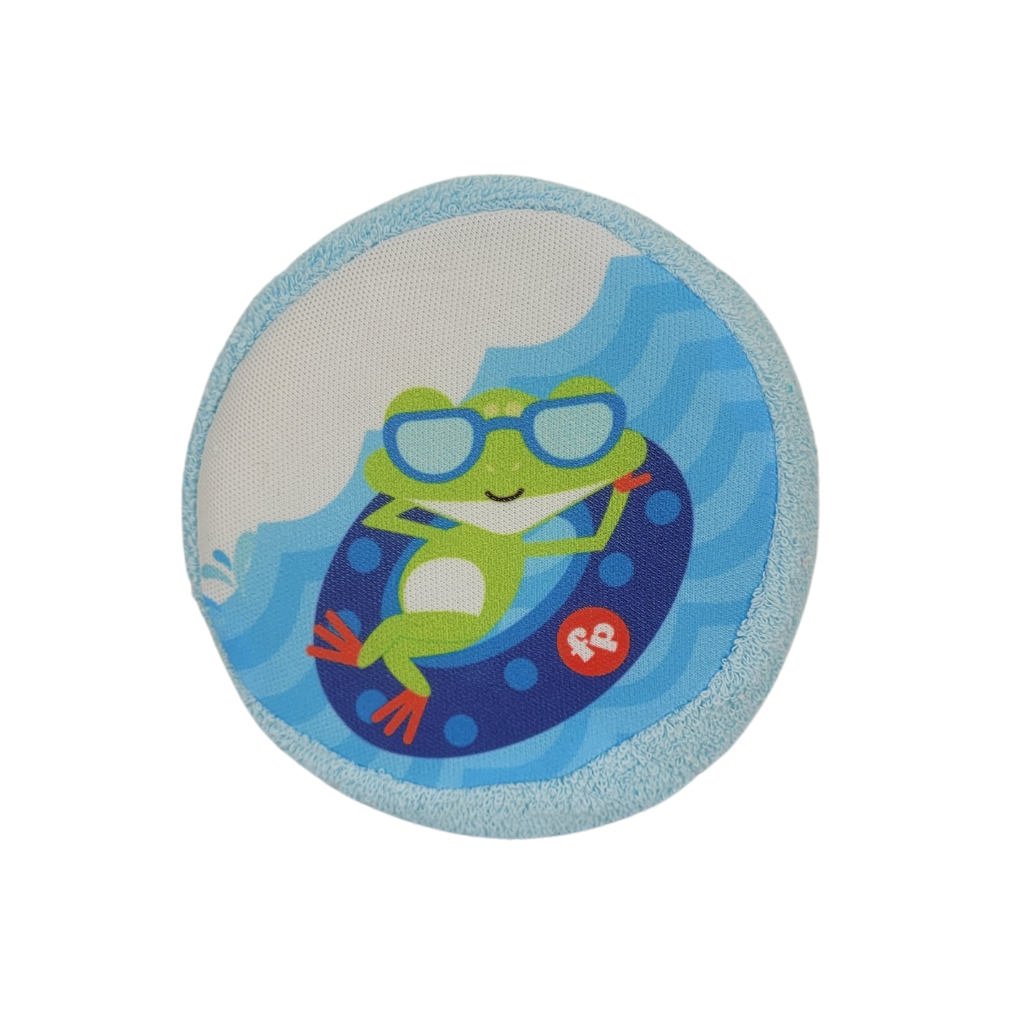 Set De Esponja Y Guante Para Baño Para Bebes Azul Diseño De Rana Y Hipopótamo