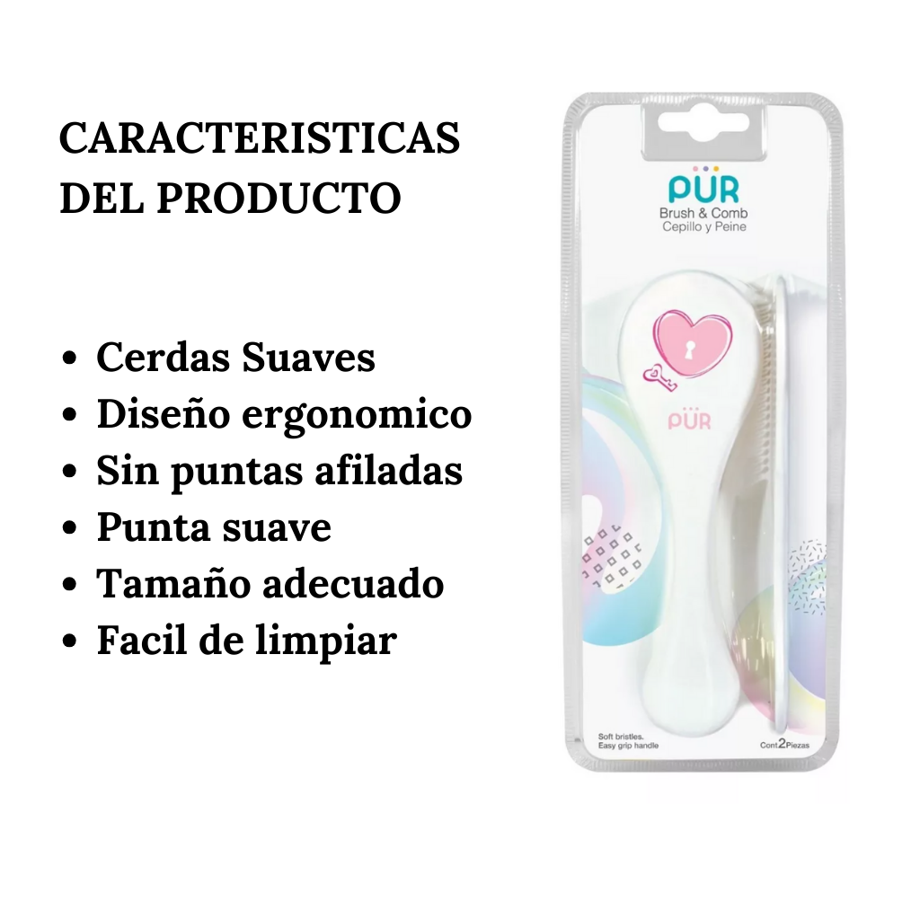 Cepillo y Peine para Bebé Pür - 2 piezas
