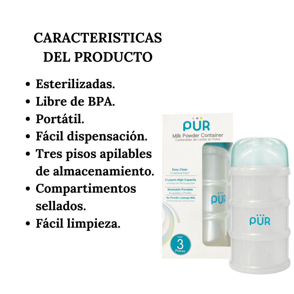 Contenedor Para Leche En Polvo Pur - 3pz