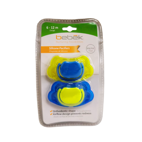 Chupón de Silicona Bebek con Flujo de Aire - Forma Odontológica - 6-12 meses - 2 pz