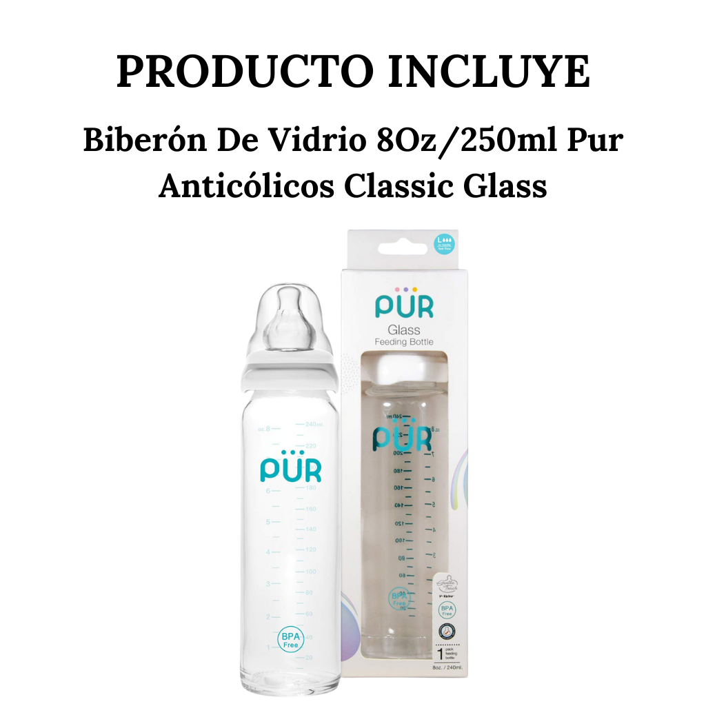 Biberón De Vidrio 8oz/250ml Pur Anticólicos Classic Glass