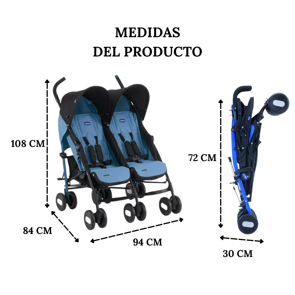 Carriola De Paseo Doble Chicco Juvenile Echo Twin Sapphire
