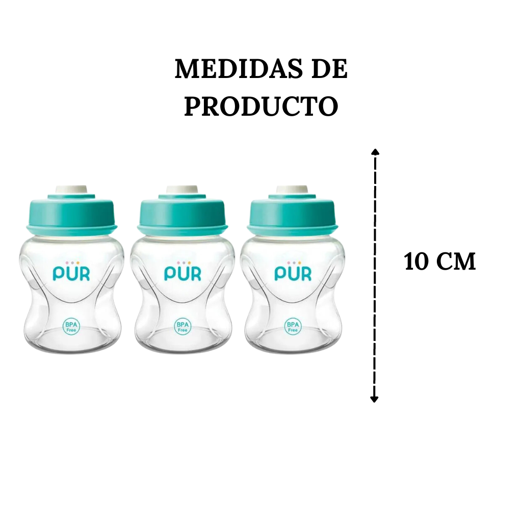 Set De Biberones Y Tapas Para Almacenamiento Al Vació 150ml