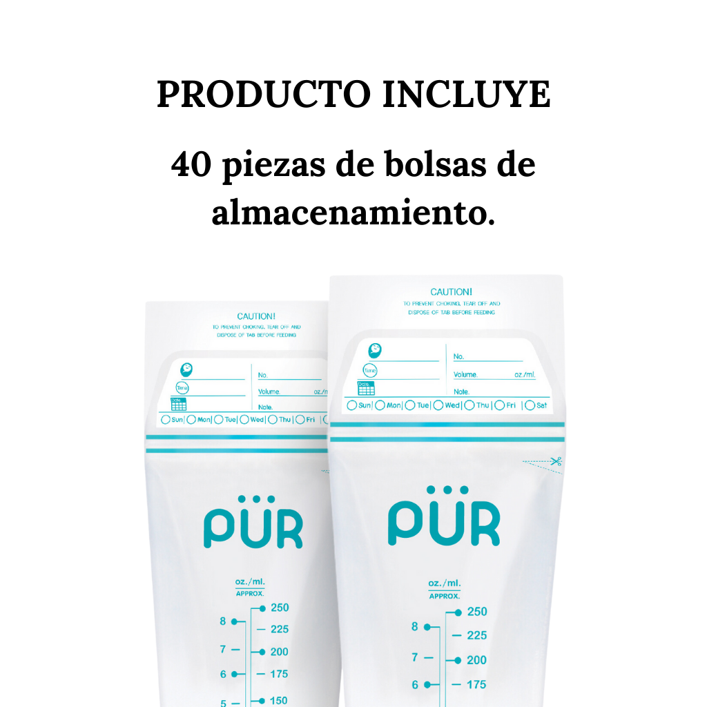 Bolsas de Almacenamiento de Leche Materna - 40 bolsas- 8oz/250ml - PÜR