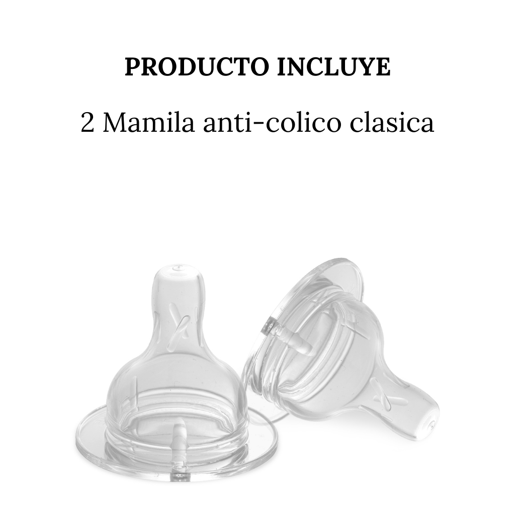 Mamila Estándar Cuello Delgado para Pezón Tamaño M - 2 piezas