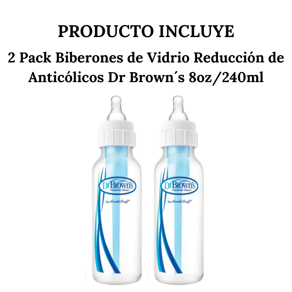 2 Pack Biberones De Vidrio Anticólicos Dr Brown´s 240ml/8oz