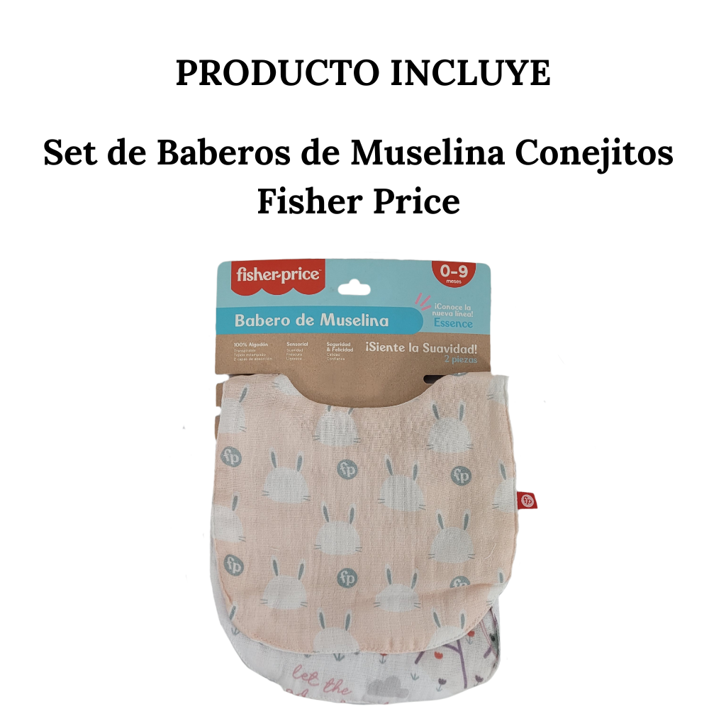 Set De Baberos De Muselina Conejitos Fisher Price 0-9meses