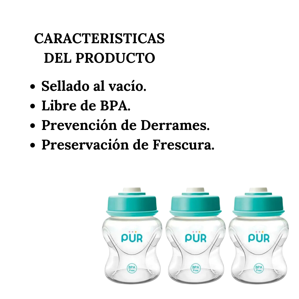 Set De Biberones Y Tapas Para Almacenamiento Al Vació 150ml