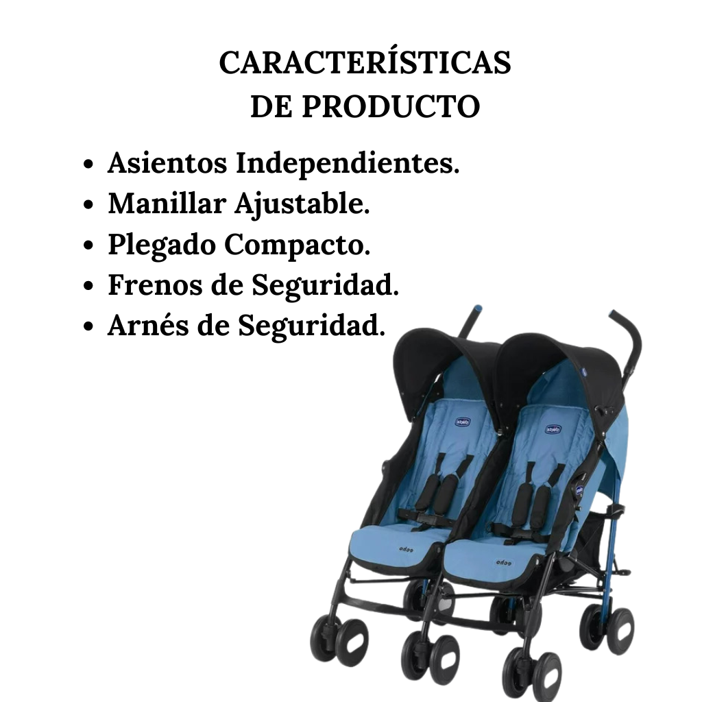 Carriola De Paseo Doble Chicco Juvenile Echo Twin Sapphire
