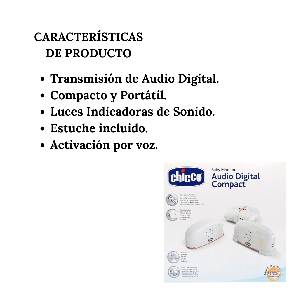 Monitor De Seguridad Para Bebe Audio Digital Compacto Chicco