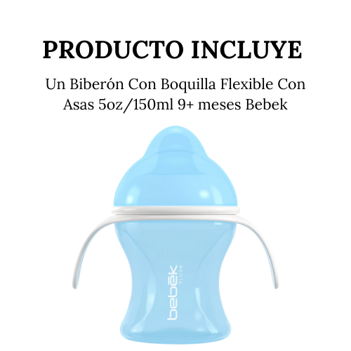 Biberón con Boquilla Flexible con Asas - Azul 5oz/150ml 9+ meses - Bebek