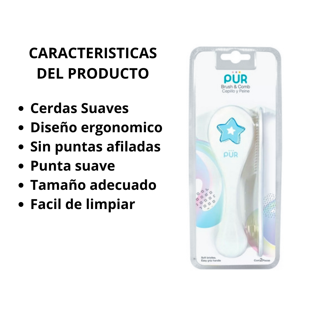 Cepillo y Peine para Bebé Pür - 2 piezas