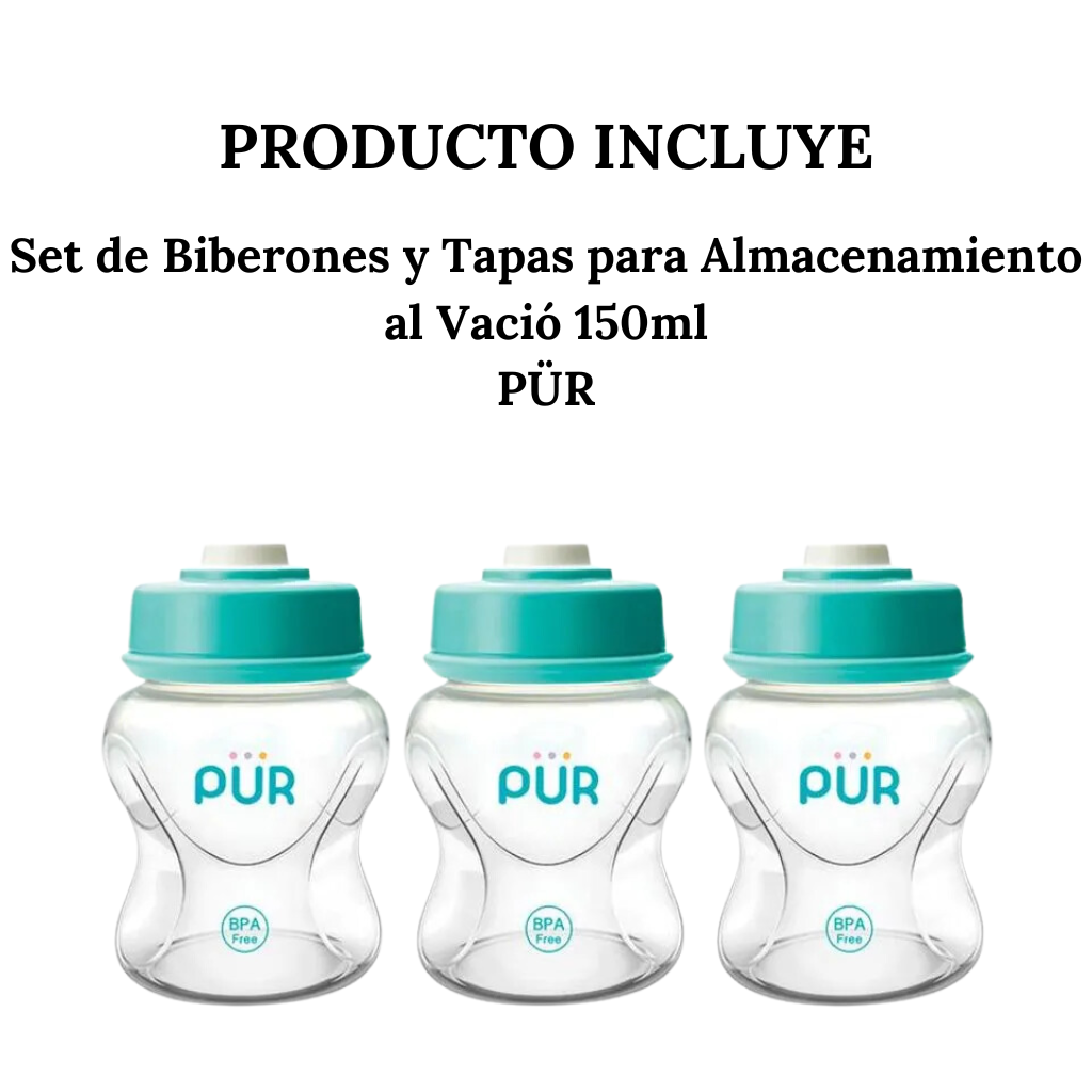 Set De Biberones Y Tapas Para Almacenamiento Al Vació 150ml