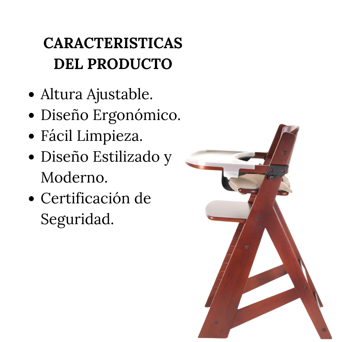 Silla Keekaroo Altura Derecho Caoba Con Mesa Alimenticia