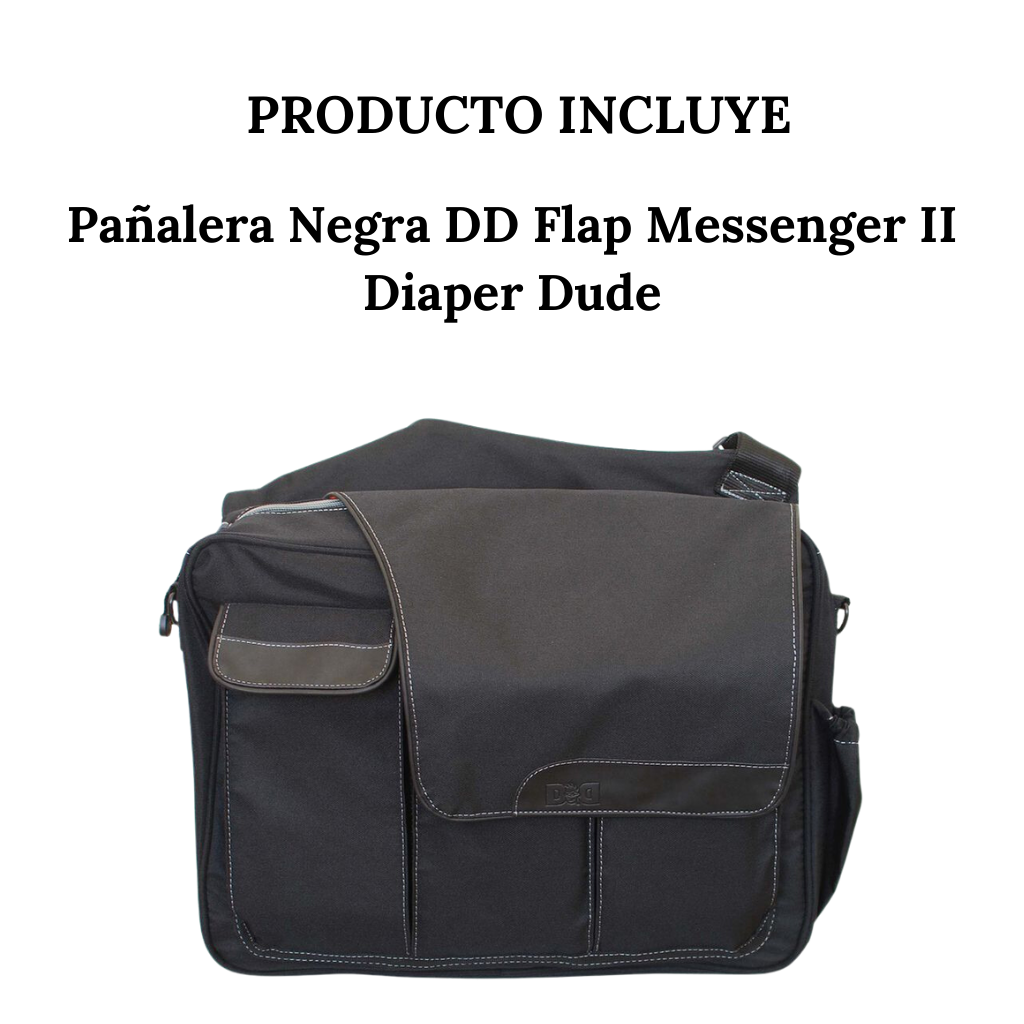 Pañalera Negra Para Papás Flap Messenger Il - Diaper Dude
