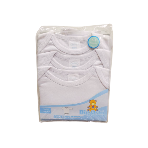 Body Suits Manga Larga para Bebé Big Oshi - 6-9 meses -3 piezas