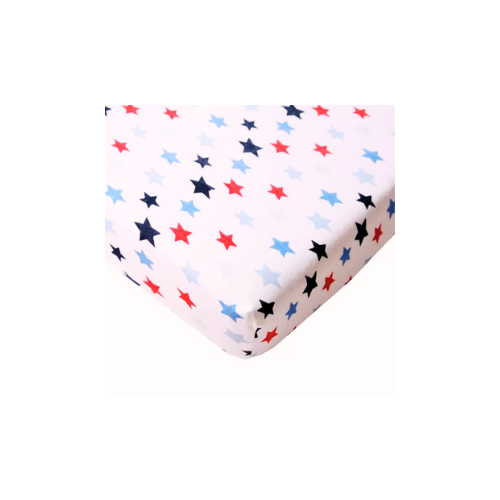 Sabana Ajustable Para Cuna Big Oshi - Color Blanco con Diseño de Estrellas