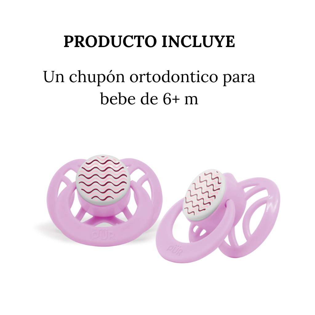 Pur Chupon de Silicona Simétrico Ventilado 6+ Meses -Rosa
