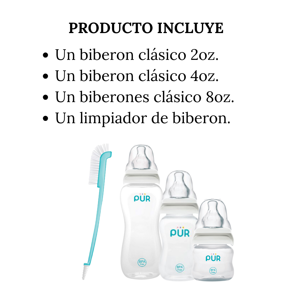 Kit de Biberones y Cepillo Limpiador para biberones - PÜR