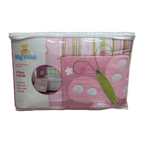 Set de Cuna Big Oshi - Colección Mariposas en Flores Rosa