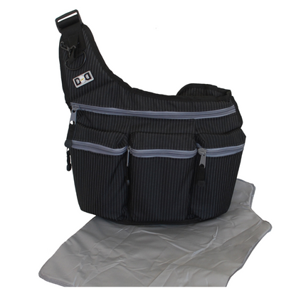 Pañalera Black Pinstripe Messenger Para Papás Diaper Dude