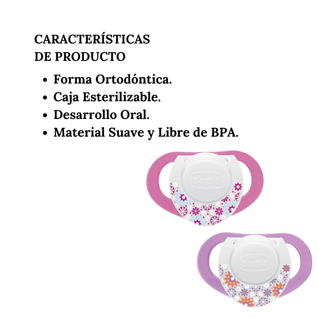 Chupones Physio Ortodontico Para Bebes Chicco Rosa 4+meses