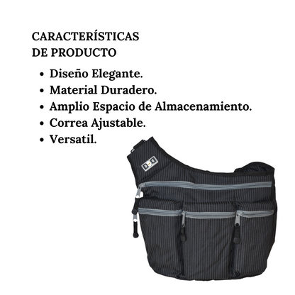 Pañalera Black Pinstripe Messenger Para Papás Diaper Dude