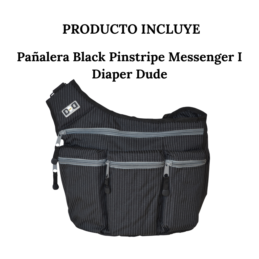 Pañalera Black Pinstripe Messenger Para Papás Diaper Dude