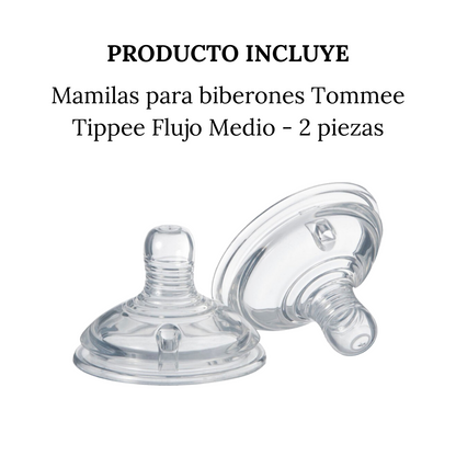 Mamila De Alimentación Tommee Tippee Flujo Medio 2 Pz - 3m+